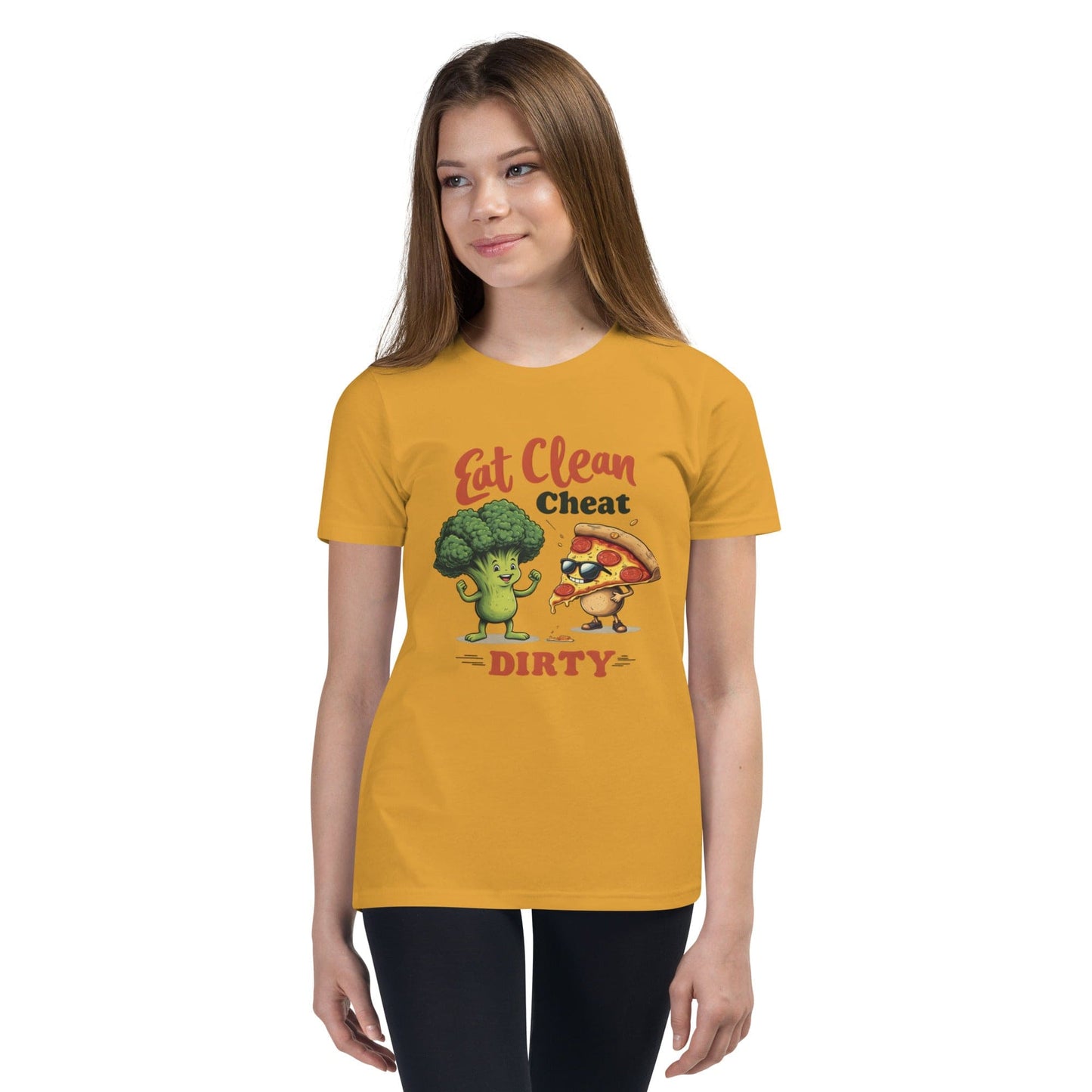 Eat Clean Cheat Dirty T-Shirt for Women – Funny Broccoli & Pizza Gym Life Tee | ccanvas - Women’s T-Shirts | Ccanvas