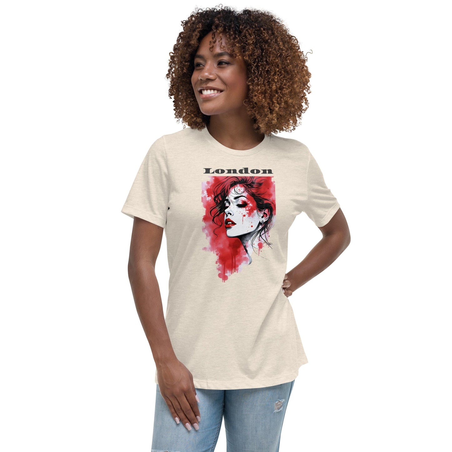 London Red Splash T-Shirt – Artistic Urban Portrait Tee | ccanvas - T-Shirts | Ccanvas