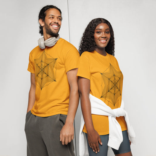 Geometric Illusion Web Tee – Minimalist Line Art Optical Shirt | ccanvas - t-shirt | Ccanvas