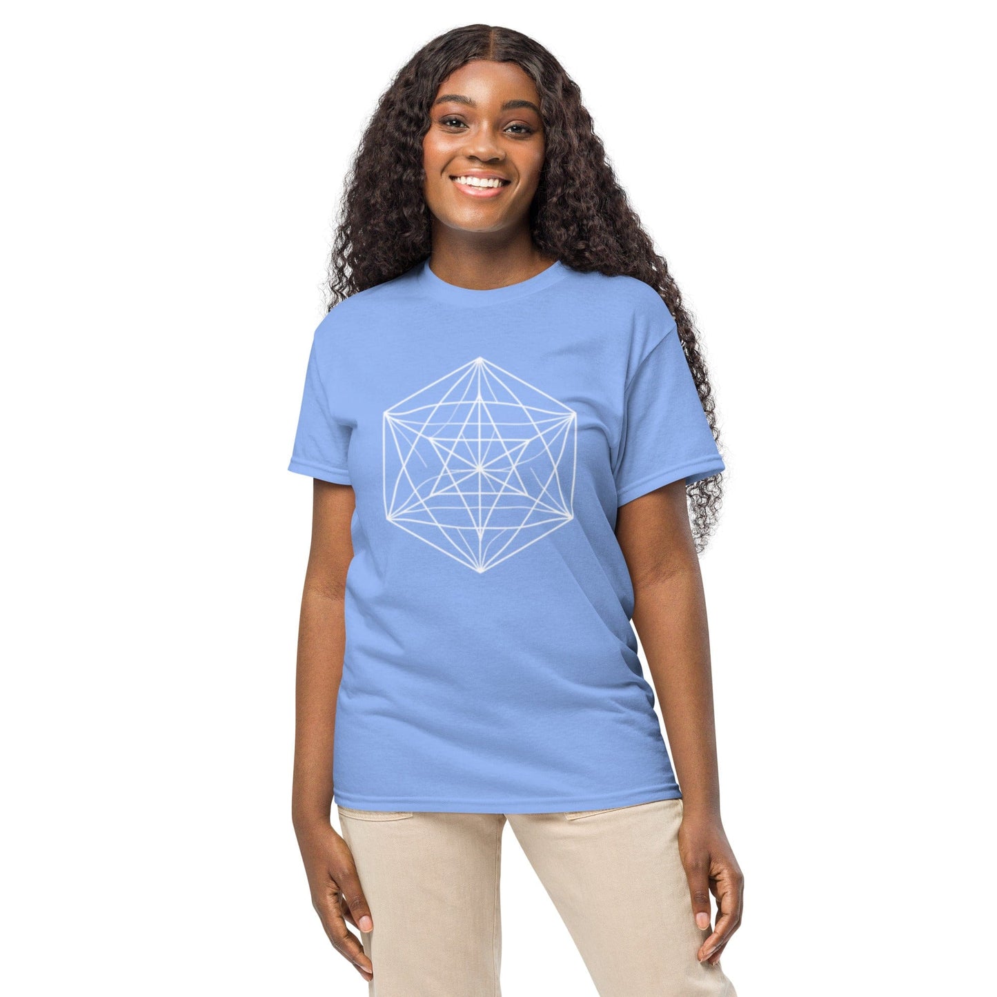 Sacred Geometry T-Shirt – White Line Art Cube Design | ccanvas - Women’s T-Shirt | Ccanvas