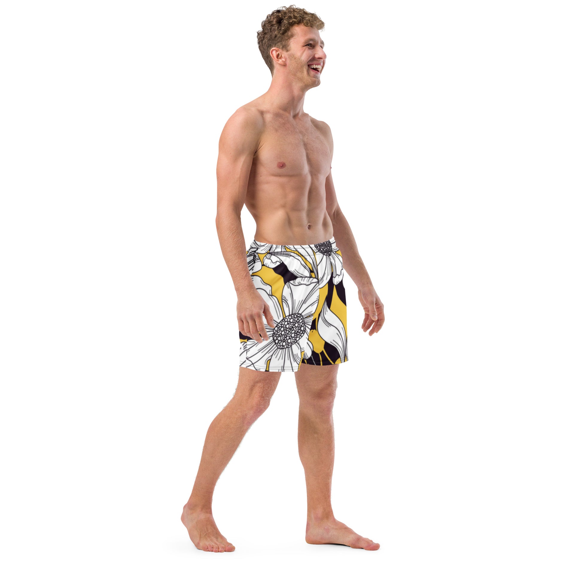 Men’s Floral Swim Shorts – Bold Yellow Tropical Print | ccanvas - Swim Shorts | Ccanvas
