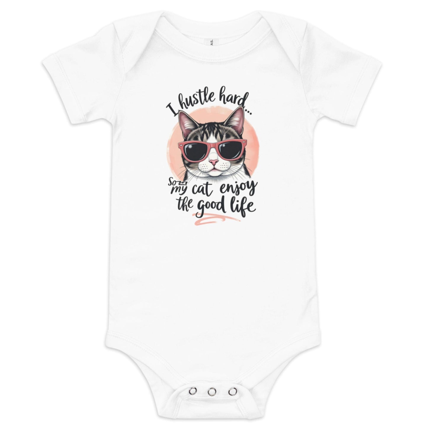 Hustle Hard Cat Baby Onesie - Funny Pet Lover Bodysuit - Baby Onesies & Bodysuits | Ccanvas