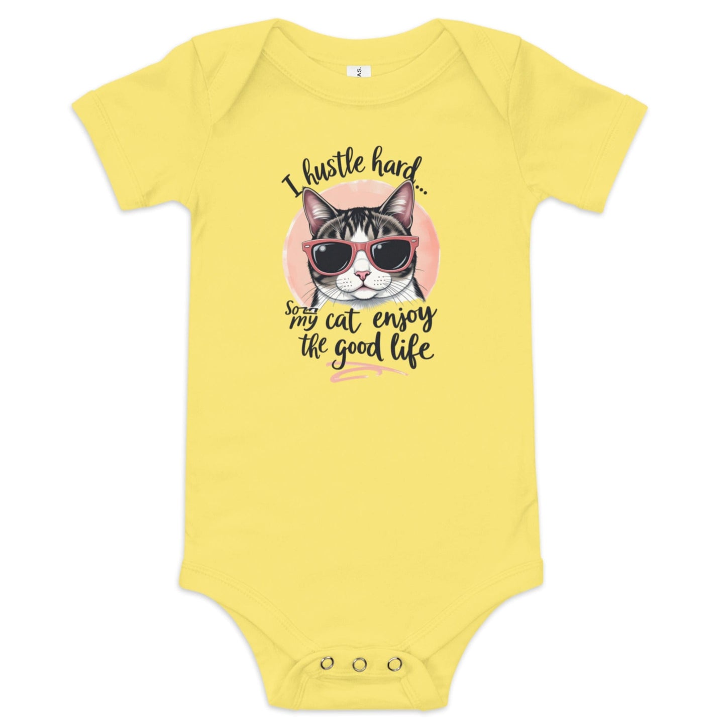 Hustle Hard Cat Baby Onesie - Funny Pet Lover Bodysuit - Baby Onesies & Bodysuits | Ccanvas