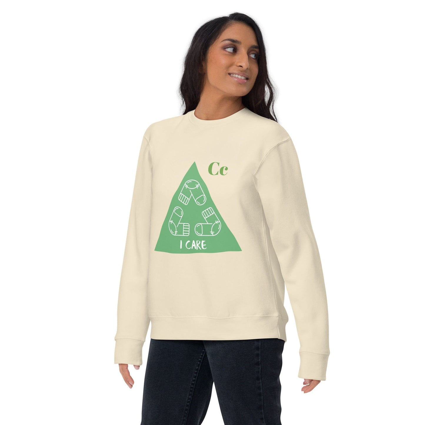 “I Care” Eco Sweatshirt – Recycling Design | ccanvas - Eco Sweatshirt | Ccanvas