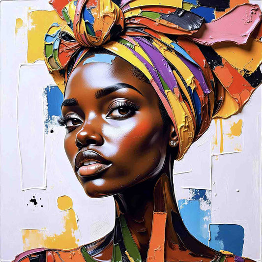 Digital Download – Afro Woman with Bold Color Headwrap | ccanvas - Downloadable Digital Art | Ccanvas