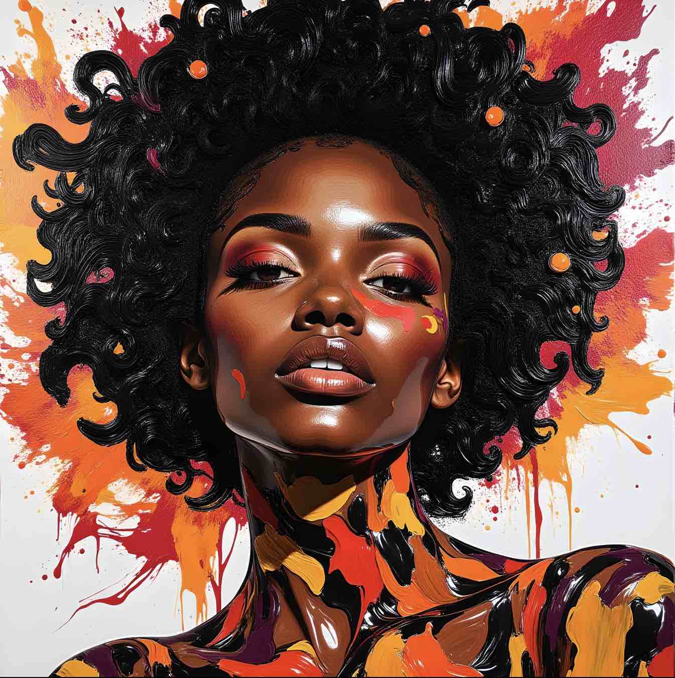 Downloadable Floral Afro Portrait – Digital Art (Max 150x150cm) | ccanvas - Downloadable Digital Art | Ccanvas