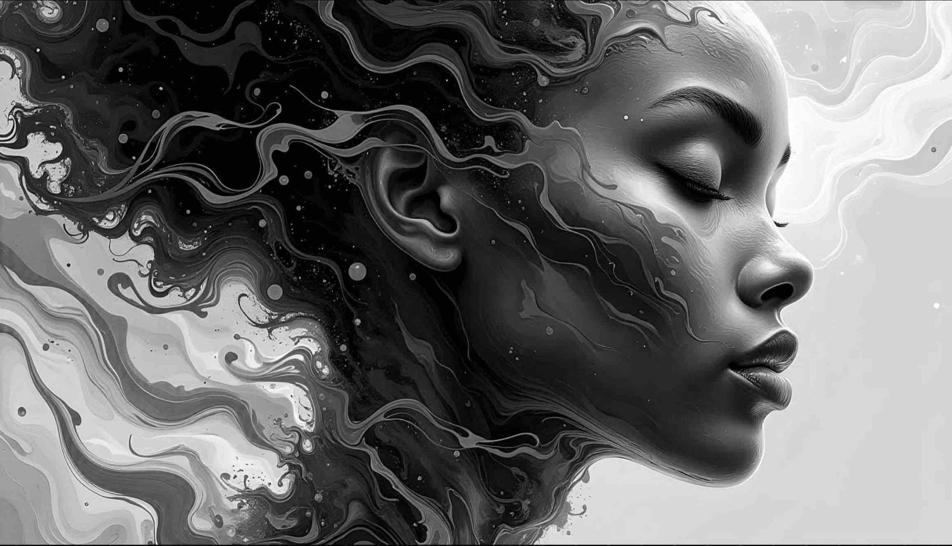 Downloadable Monochrome Flow Portrait – Digital Art (Max 150x150cm) | ccanvas - Downloadable Digital Art | Ccanvas