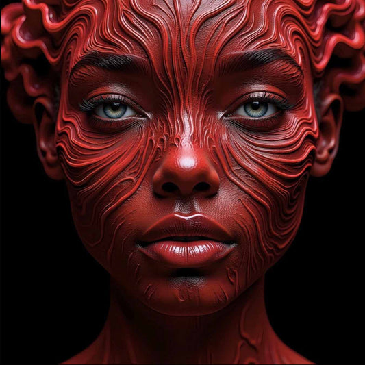 Downloadable Red Abstract Face Portrait – Digital Art (Max 150x150cm) | ccanvas - Downloadable Digital Art | Ccanvas