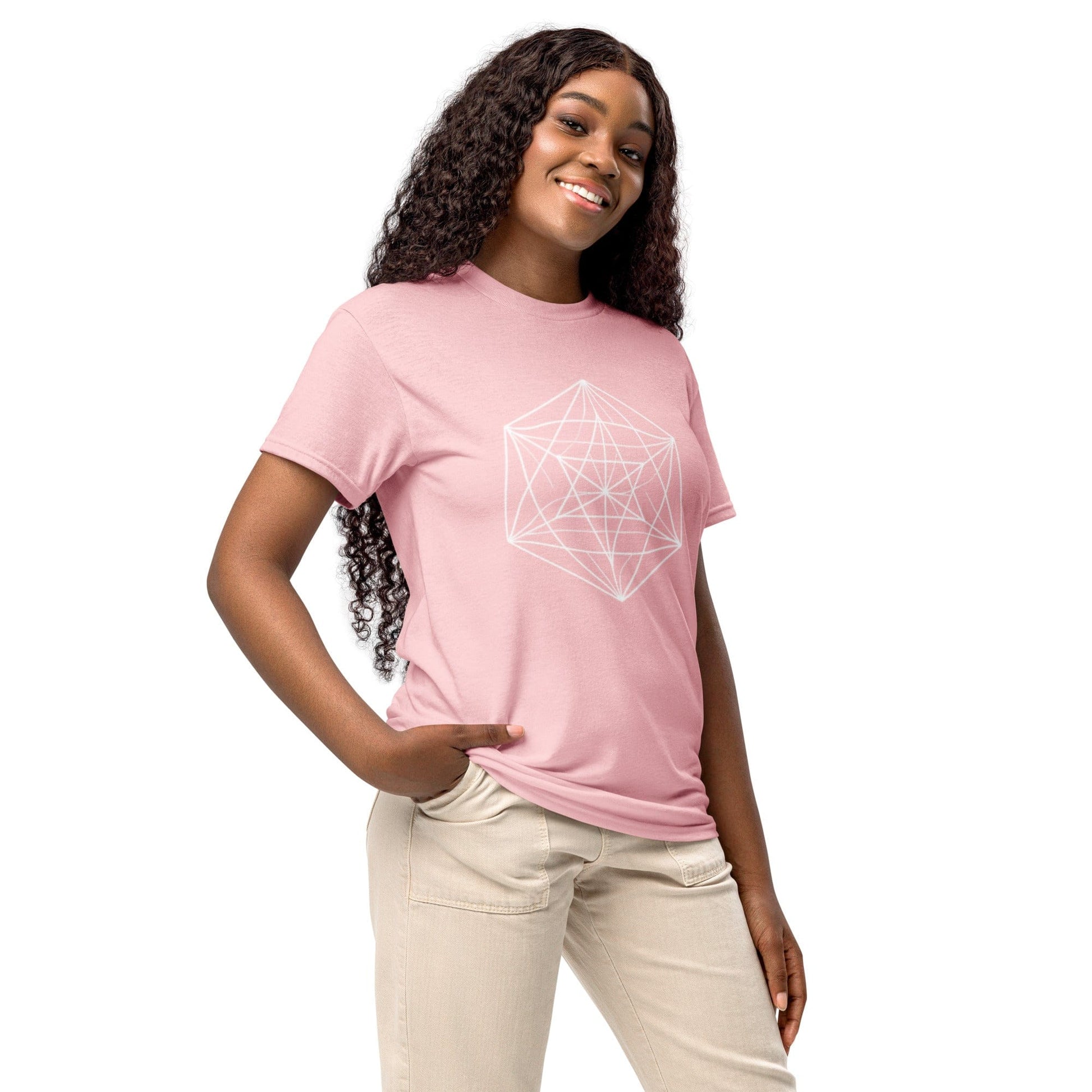 Sacred Geometry T-Shirt – White Line Art Cube Design | ccanvas - Women’s T-Shirt | Ccanvas