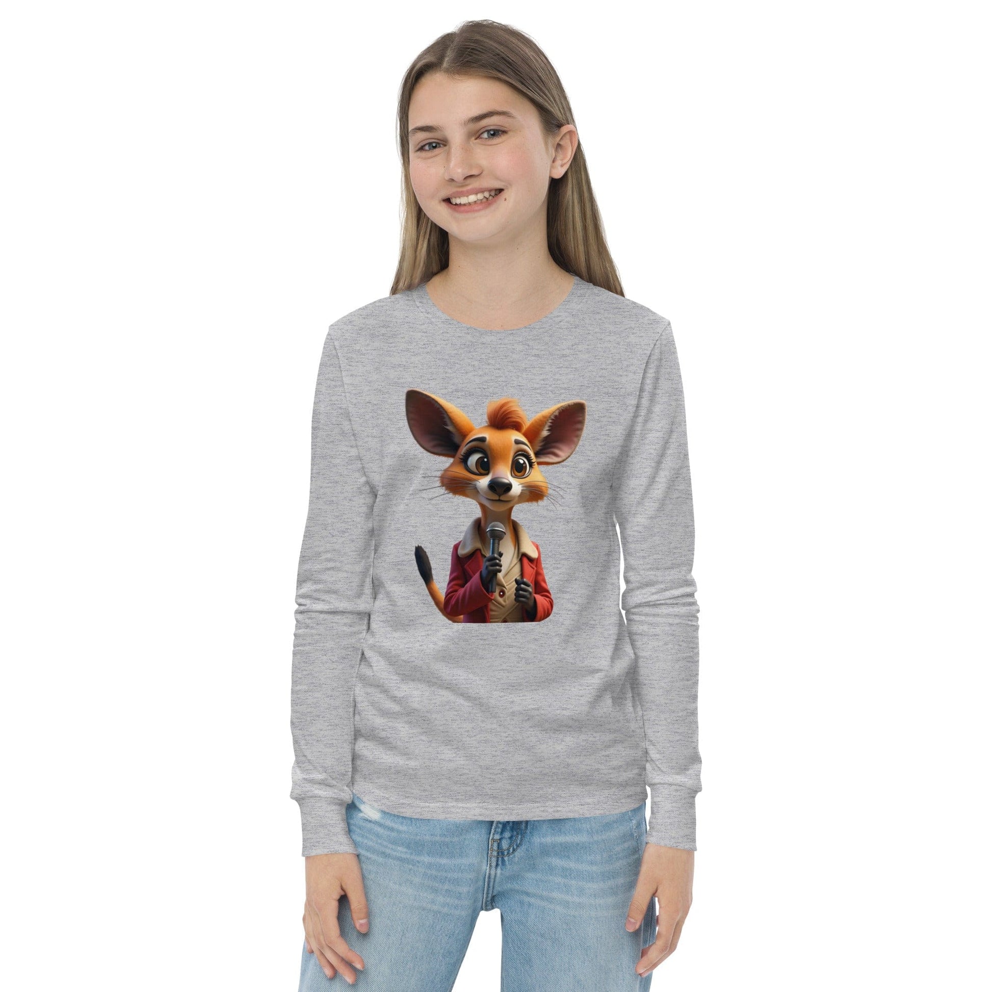 Cute Cartoon Mouse Girls Long Sleeve T-Shirt with Microphone | ccanvas - Long Sleeve Girls T-Shirts | Ccanvas