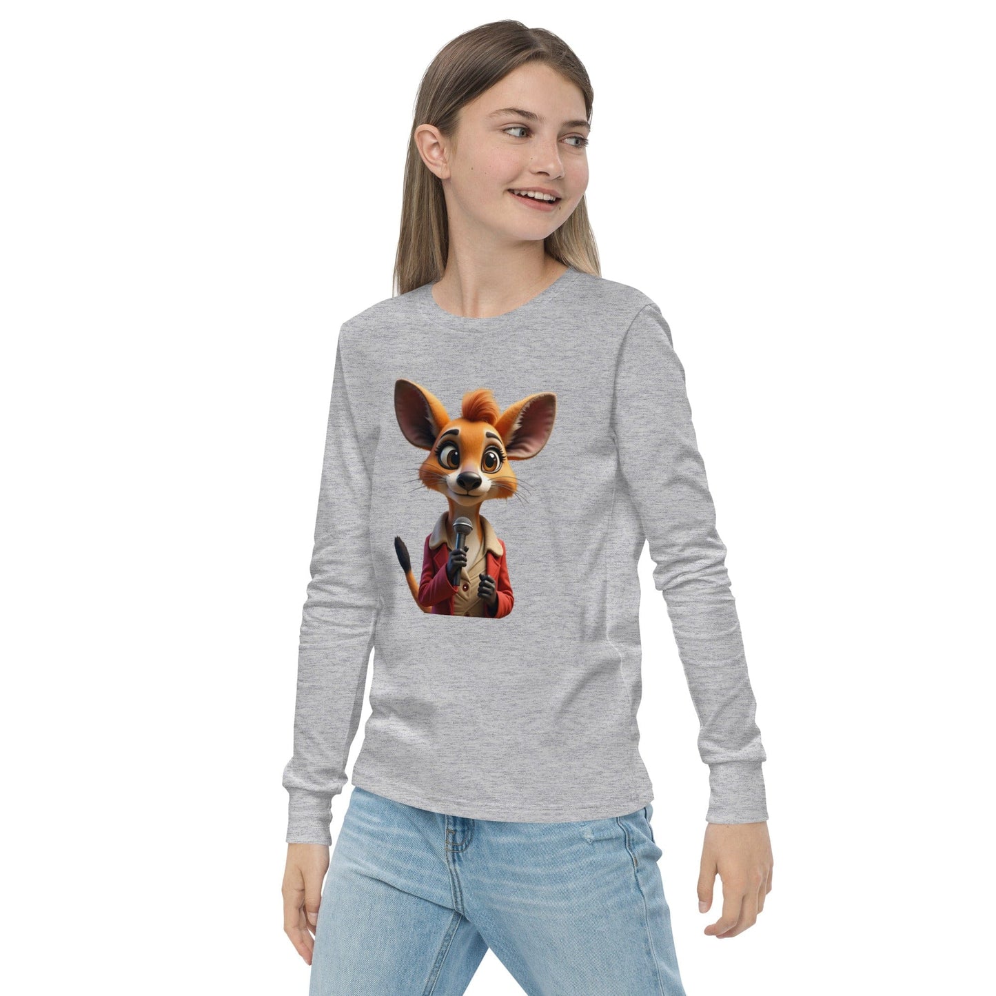 Cute Cartoon Mouse Girls Long Sleeve T-Shirt with Microphone | ccanvas - Long Sleeve Girls T-Shirts | Ccanvas