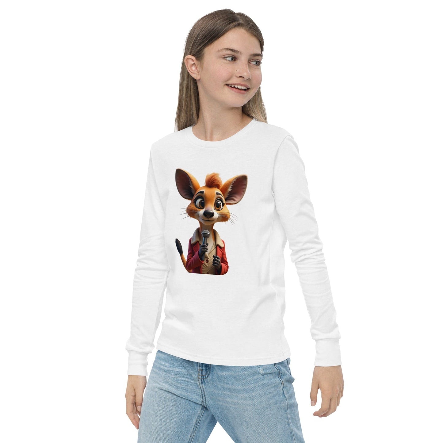 Cute Cartoon Mouse Girls Long Sleeve T-Shirt with Microphone | ccanvas - Long Sleeve Girls T-Shirts | Ccanvas
