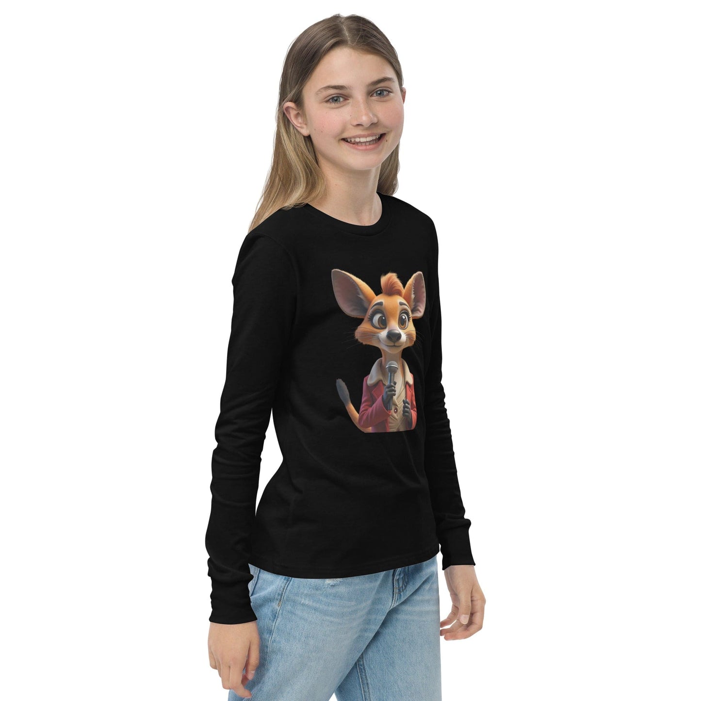 Cute Cartoon Mouse Girls Long Sleeve T-Shirt with Microphone | ccanvas - Long Sleeve Girls T-Shirts | Ccanvas