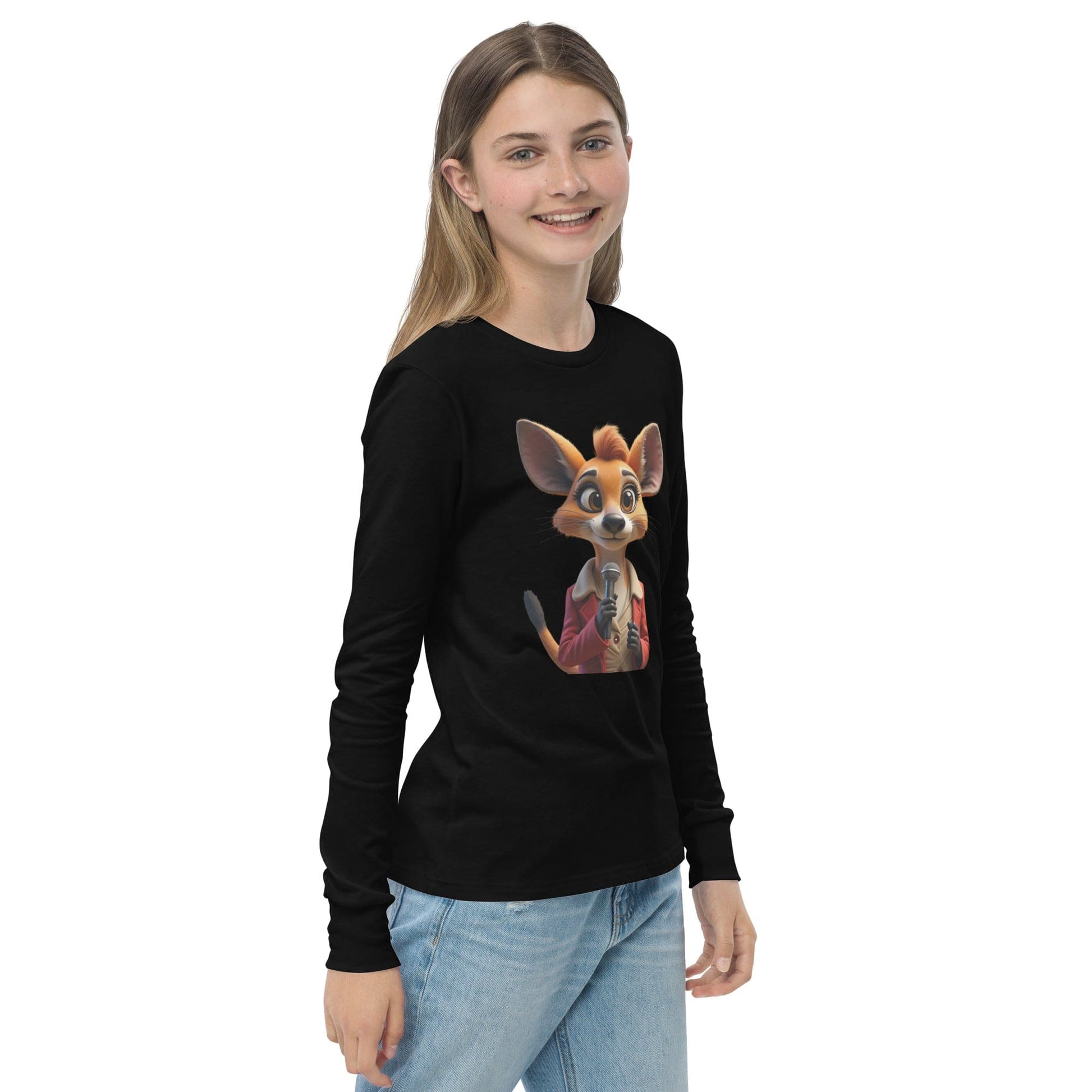 Cute Cartoon Mouse Girls Long Sleeve T-Shirt with Microphone | ccanvas - Long Sleeve Girls T-Shirts | Ccanvas