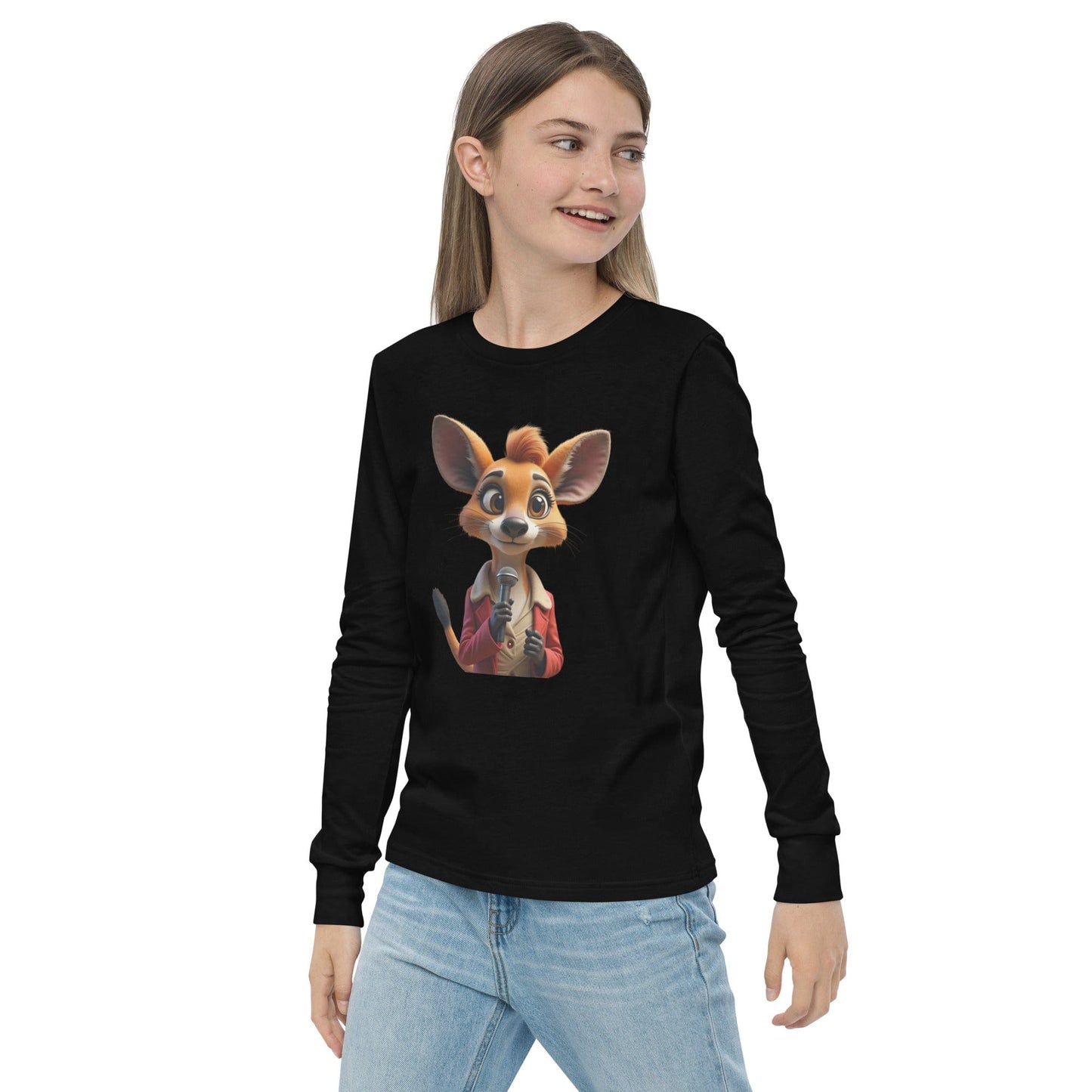 Cute Cartoon Mouse Girls Long Sleeve T-Shirt with Microphone | ccanvas - Long Sleeve Girls T-Shirts | Ccanvas