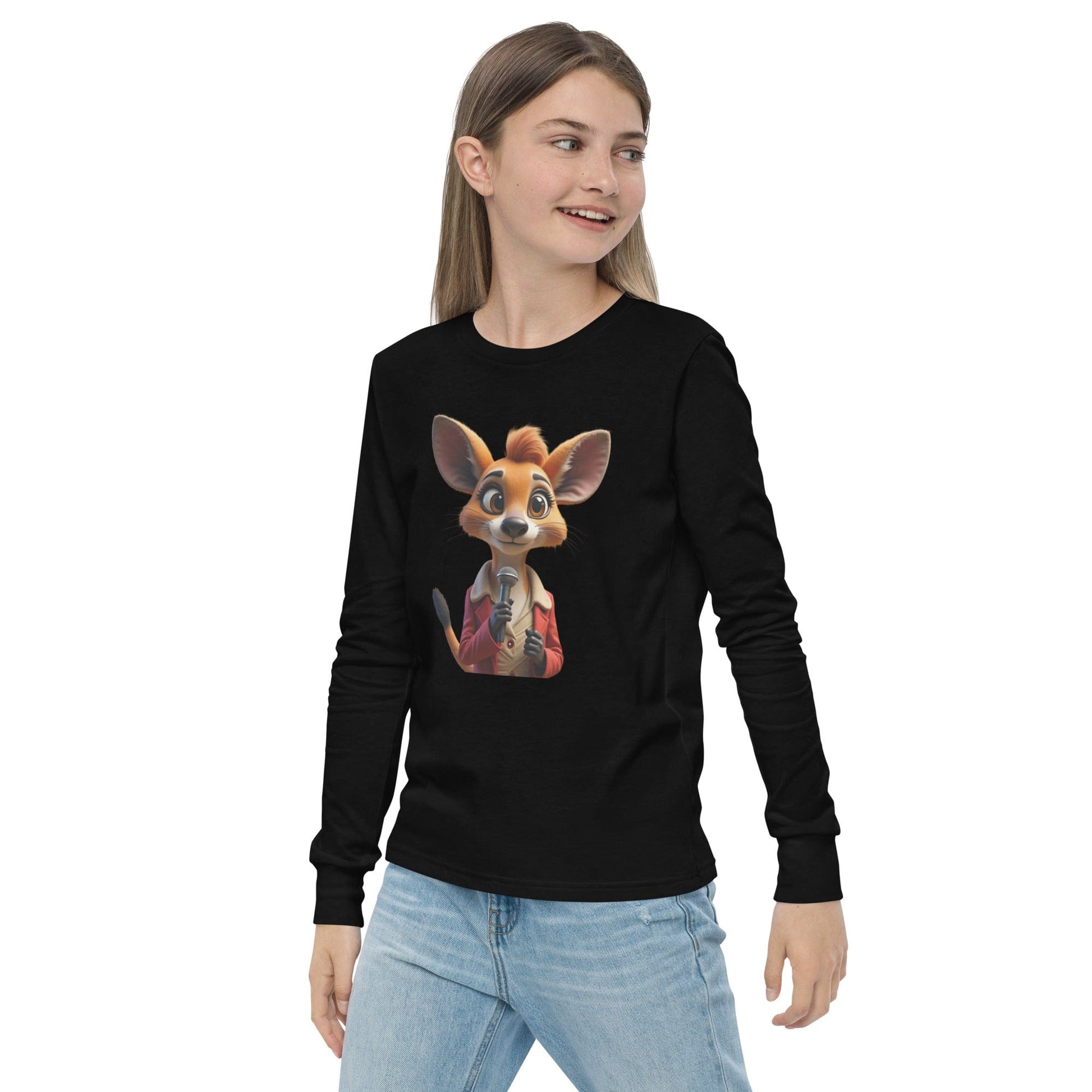 Cute Cartoon Mouse Girls Long Sleeve T-Shirt with Microphone | ccanvas - Long Sleeve Girls T-Shirts | Ccanvas