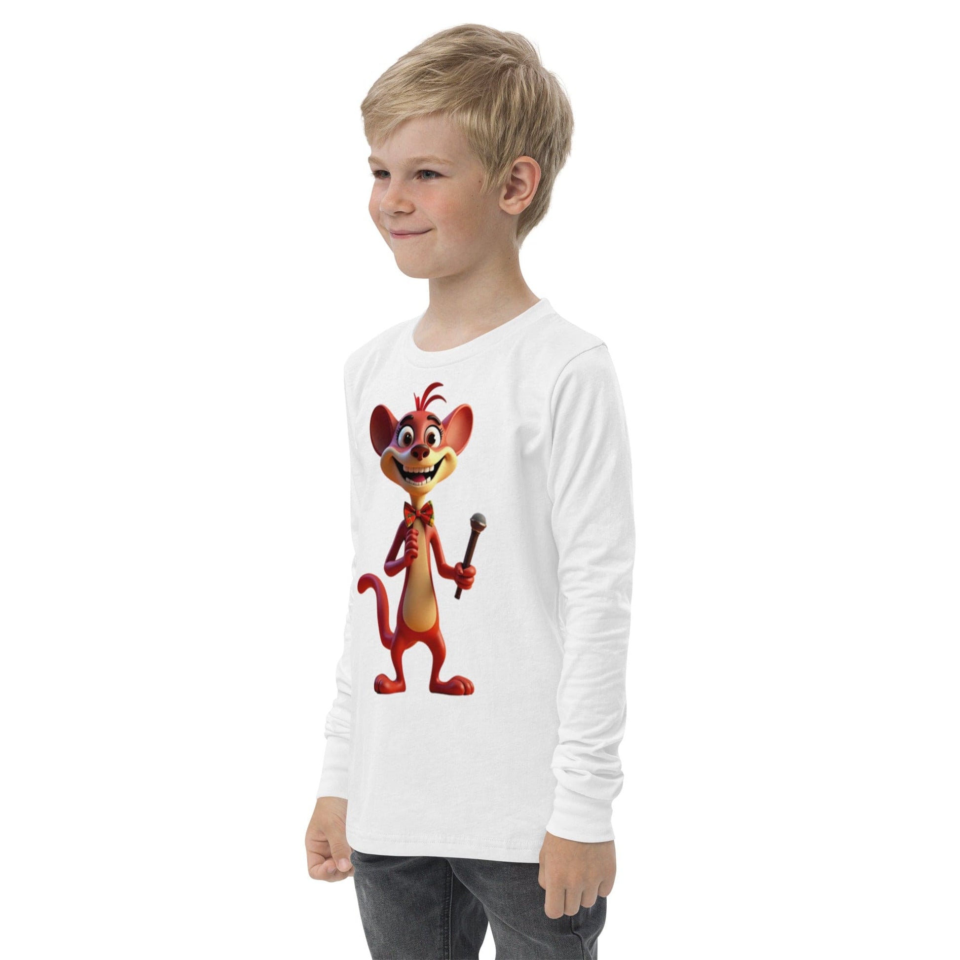 Funny Long Sleeve Kids T-Shirt with Cartoon Mouse & Microphone | ccanvas - Long Sleeve Kids T-Shirts | Ccanvas