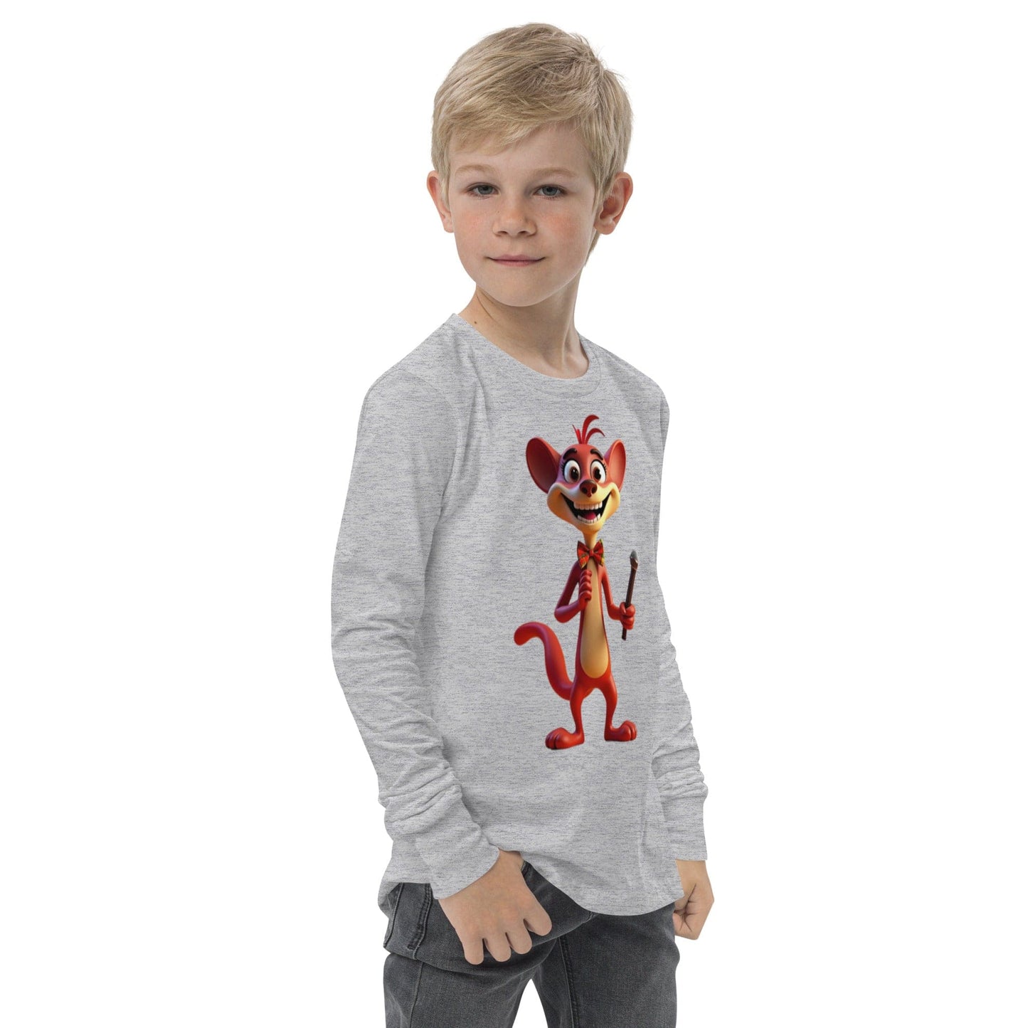 Funny Long Sleeve Kids T-Shirt with Cartoon Mouse & Microphone | ccanvas - Long Sleeve Kids T-Shirts | Ccanvas