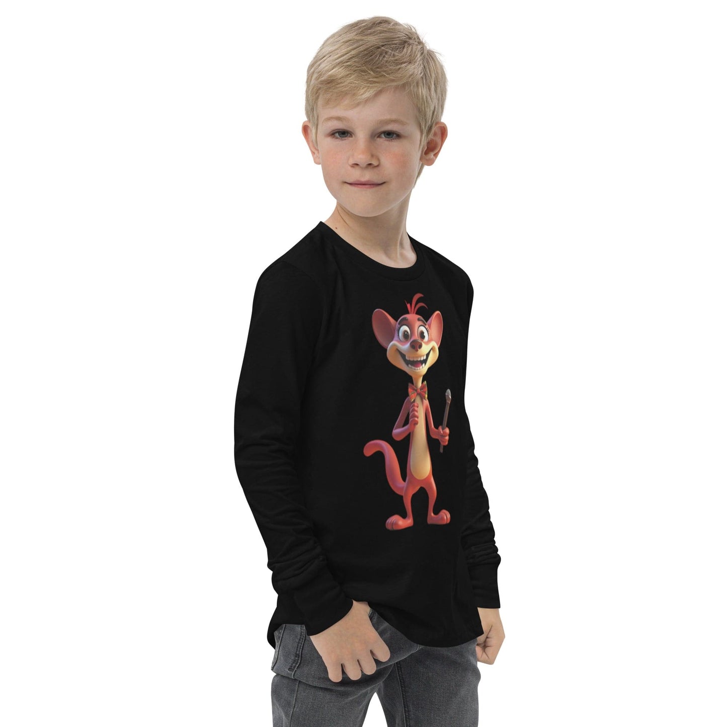 Funny Long Sleeve Kids T-Shirt with Cartoon Mouse & Microphone | ccanvas - Long Sleeve Kids T-Shirts | Ccanvas