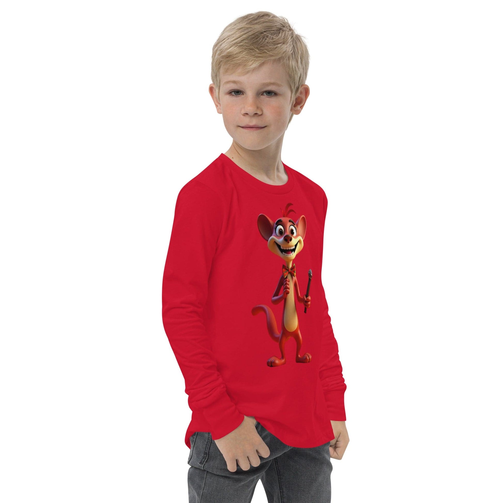Funny Long Sleeve Kids T-Shirt with Cartoon Mouse & Microphone | ccanvas - Long Sleeve Kids T-Shirts | Ccanvas