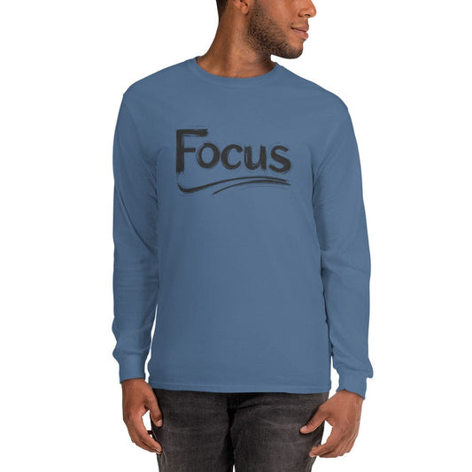 Focus Long Sleeve Motivational Shirt for Men – Minimalist Success Apparel | ccanvas - Long Sleeve Shirt | Ccanvas