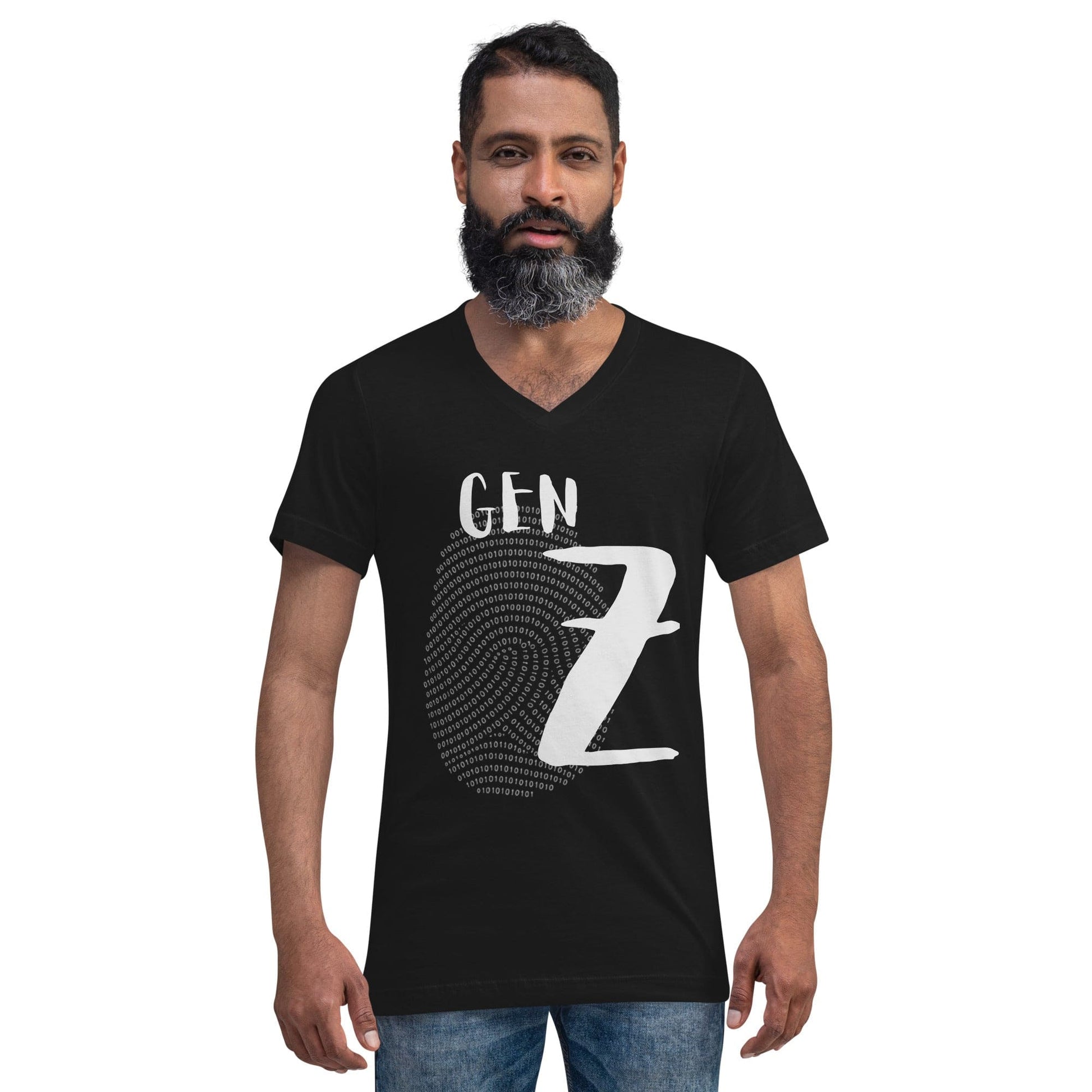 GEN Z Binary Print T-Shirt – Fingerprint Graphic Tee for Digital Rebels | ccanvas - Men's T-Shirts | Ccanvas