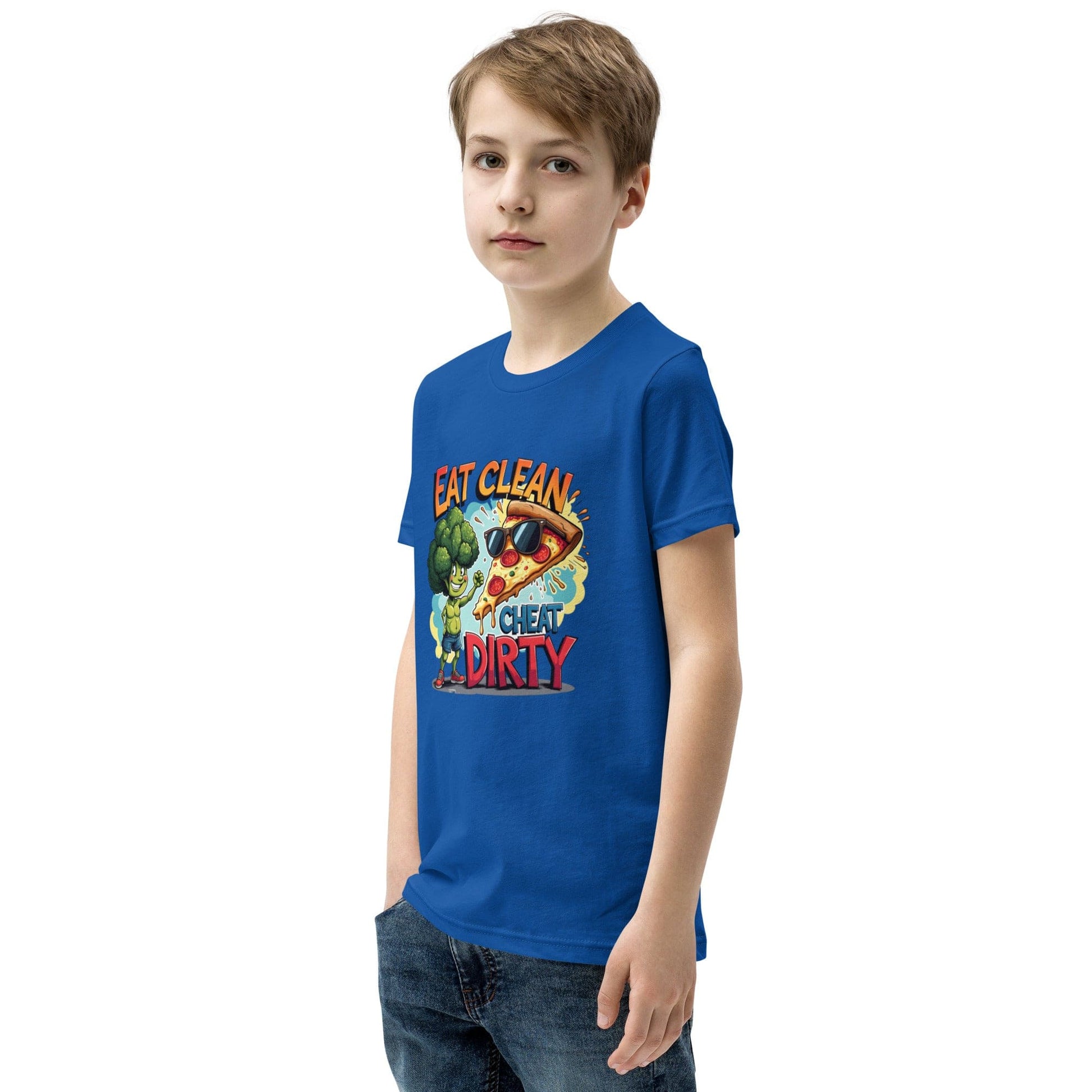 Eat Clean Cheat Dirty Kids T-Shirt – Funny Broccoli & Pizza Graphic Tee | ccanvas - Kids T-Shirts | Ccanvas