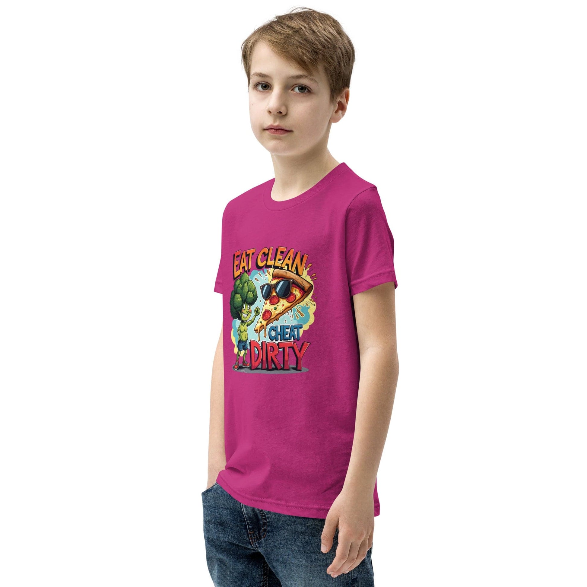 Eat Clean Cheat Dirty Kids T-Shirt – Funny Broccoli & Pizza Graphic Tee | ccanvas - Kids T-Shirts | Ccanvas