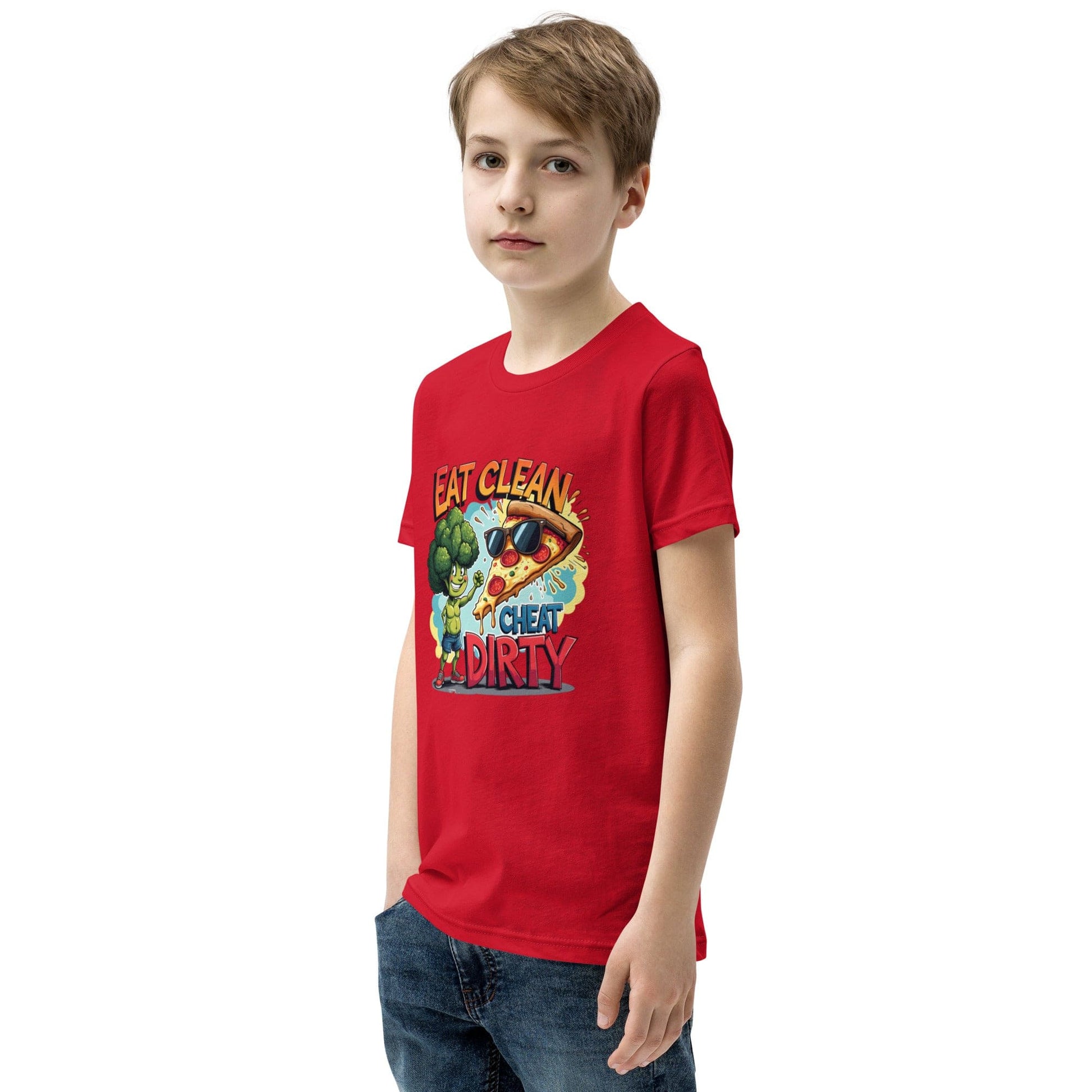 Eat Clean Cheat Dirty Kids T-Shirt – Funny Broccoli & Pizza Graphic Tee | ccanvas - Kids T-Shirts | Ccanvas
