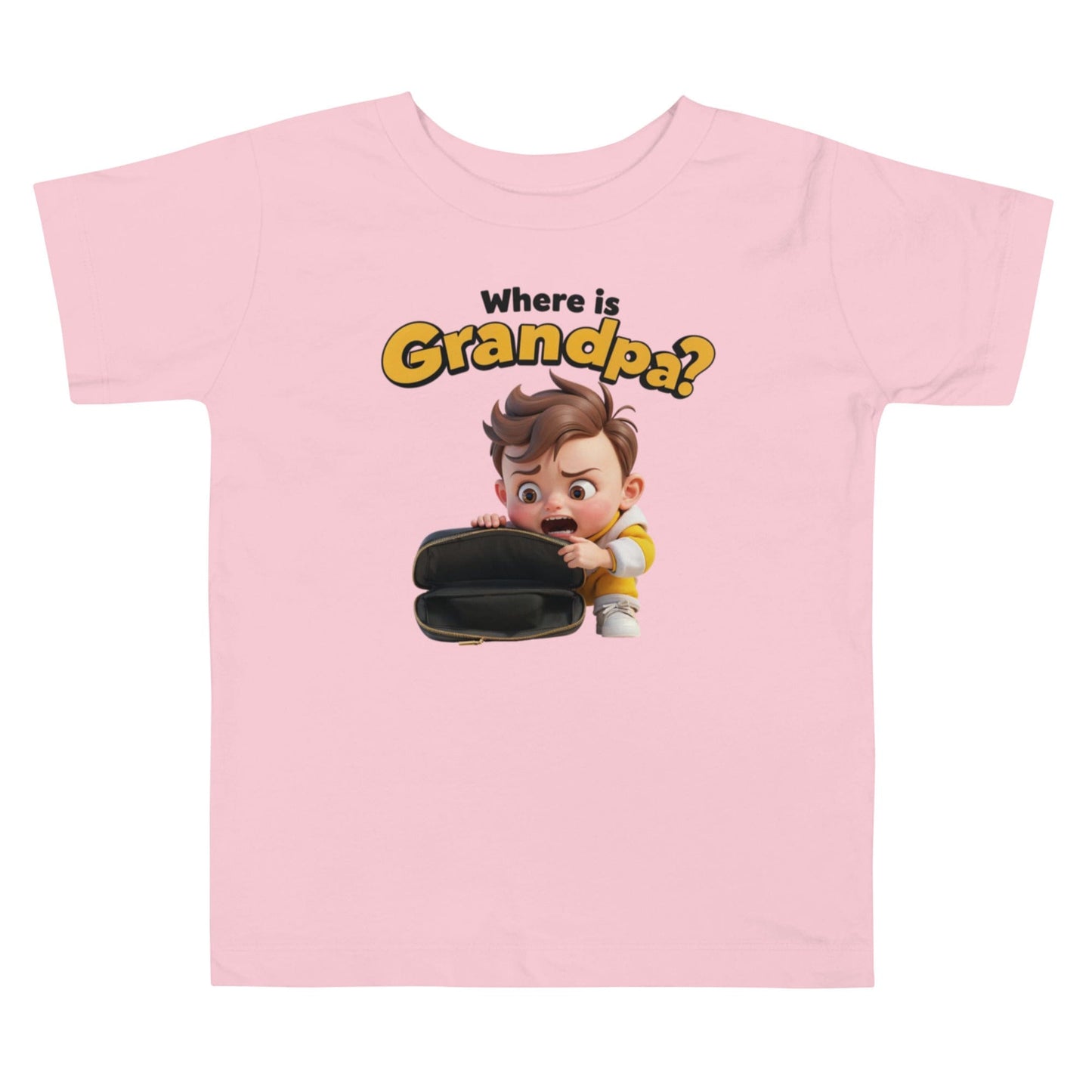 Funny Pink Toddler T-Shirt – Where is Grandpa? Baby Detective Design | ccanvas - Toddler T-Shirt | Ccanvas