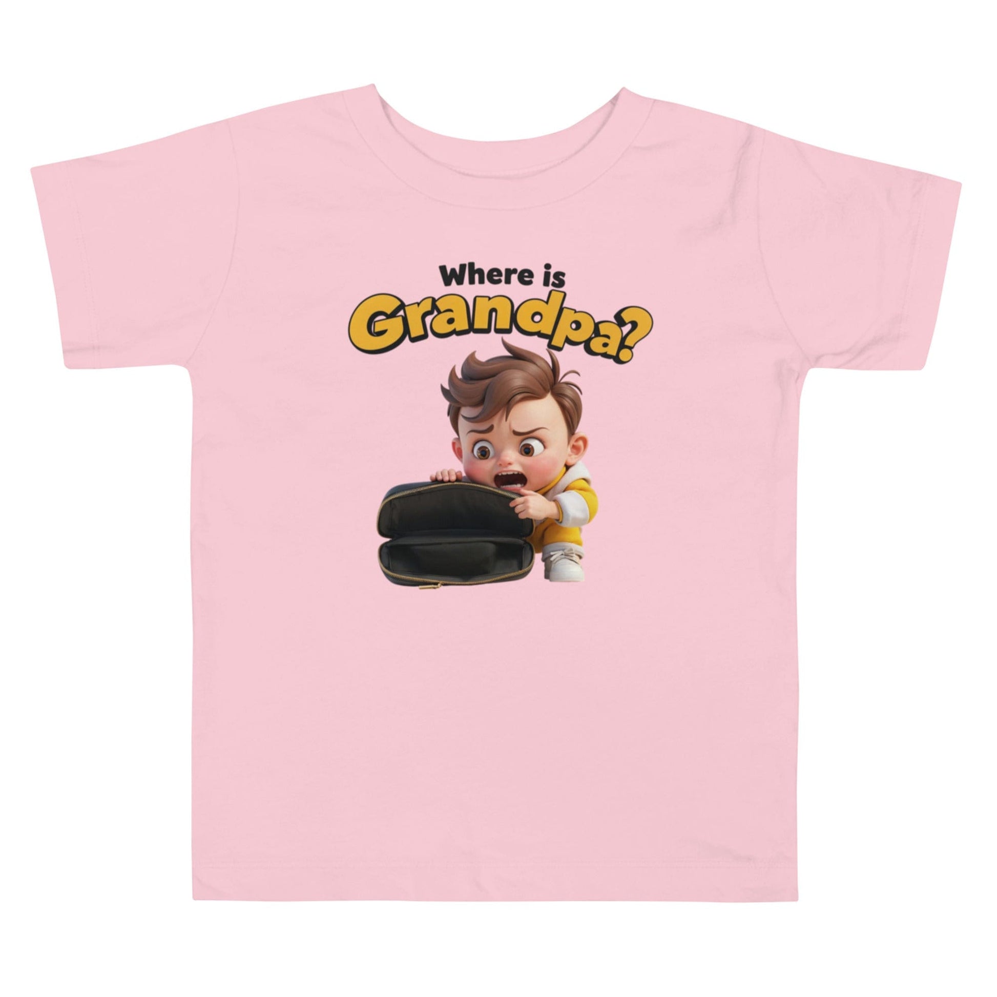 Funny Pink Toddler T-Shirt – Where is Grandpa? Baby Detective Design | ccanvas - Toddler T-Shirt | Ccanvas