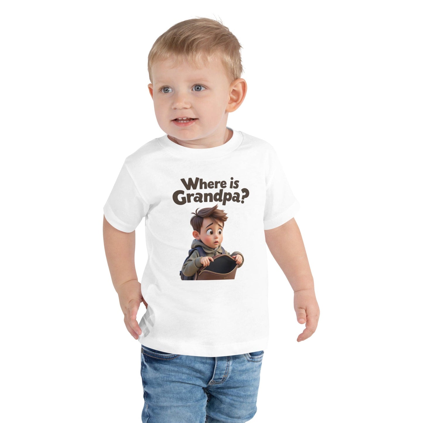 Toddler T-Shirt – Where is Grandpa? Funny Cartoon Tee | ccanvas - Toddler T-Shirt | Ccanvas