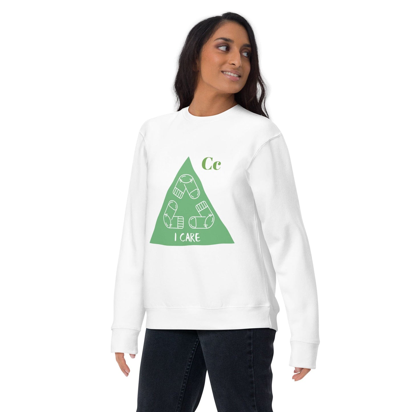 “I Care” Eco Sweatshirt – Recycling Design | ccanvas - Eco Sweatshirt | Ccanvas