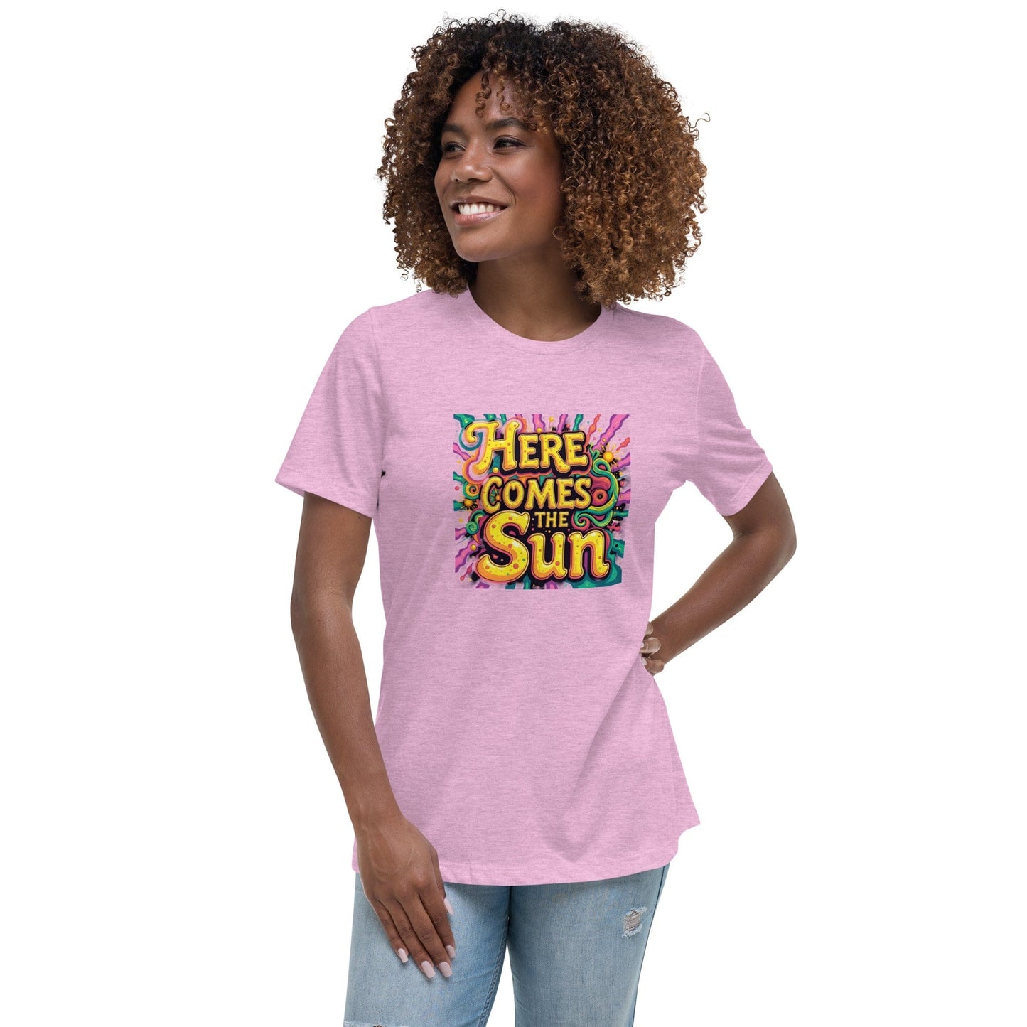 Here Comes the Sun T-Shirt - Retro Psychedelic Graphic Tee | ccanvas - Women’s T-Shirt | Ccanvas