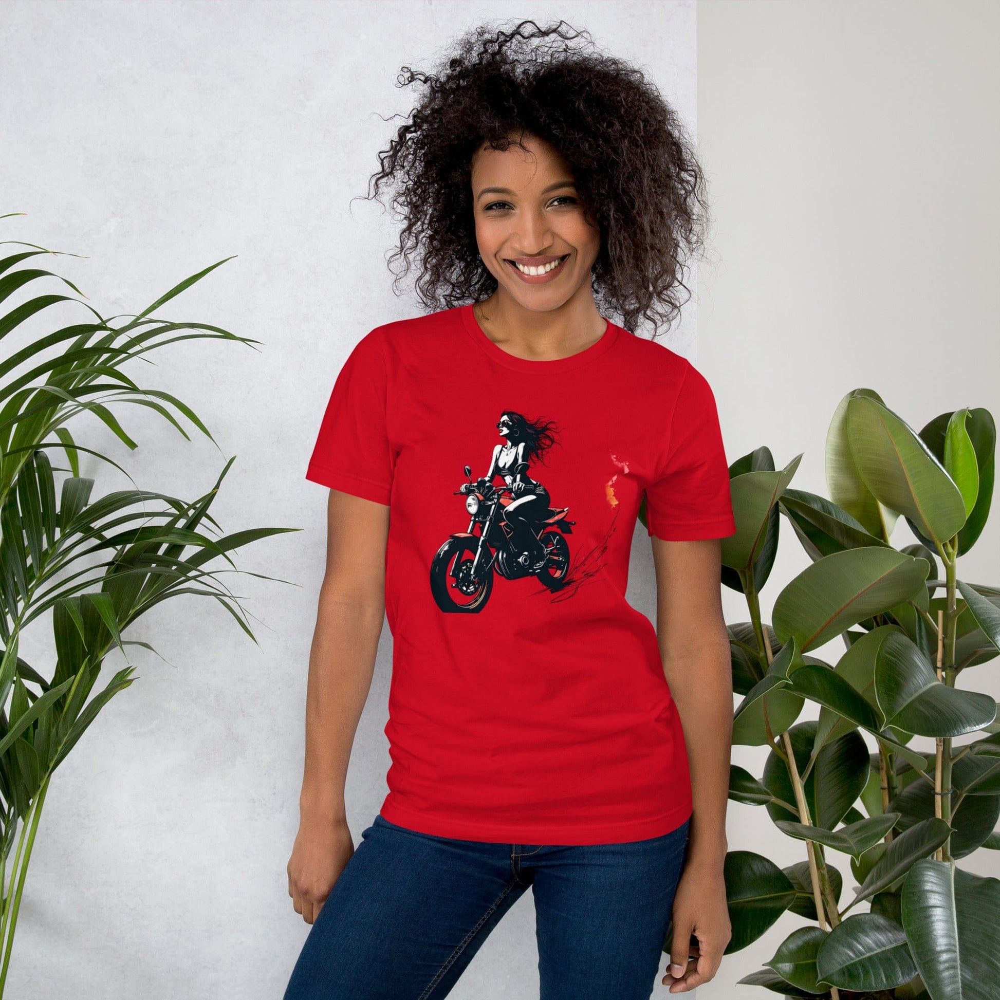 Motorcycle Rebel Woman T-Shirt Bold Graphic Tee | ccanvas - Women’s T-Shirt | Ccanvas