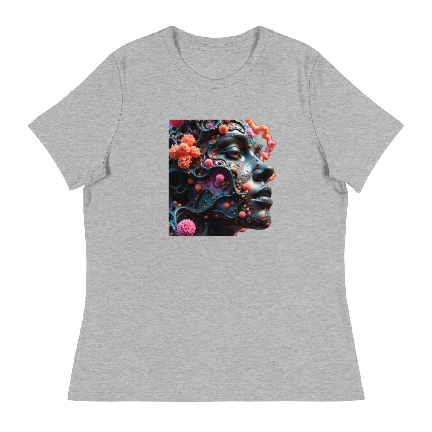 Cosmic Bloom – 3D Surreal Face Art T-Shirt for Women | ccanvas - Women's T-Shirts | Ccanvas