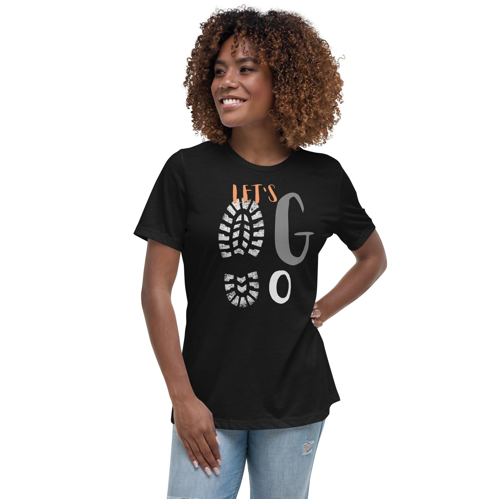 Let’s Go T-Shirt – Motivational Footprint Graphic Tee for Women | ccanvas - Women's T-Shirts | Ccanvas