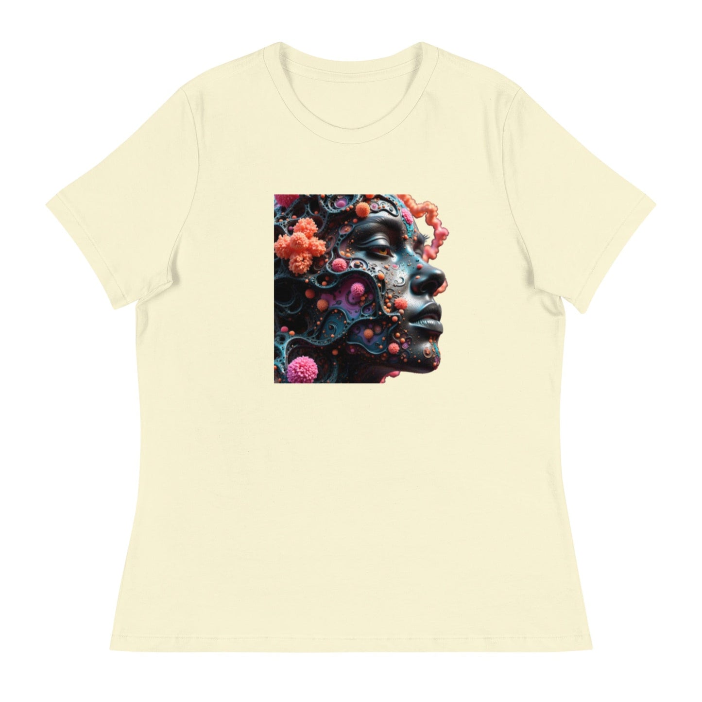 Cosmic Bloom – 3D Surreal Face Art T-Shirt for Women | ccanvas - Women's T-Shirts | Ccanvas