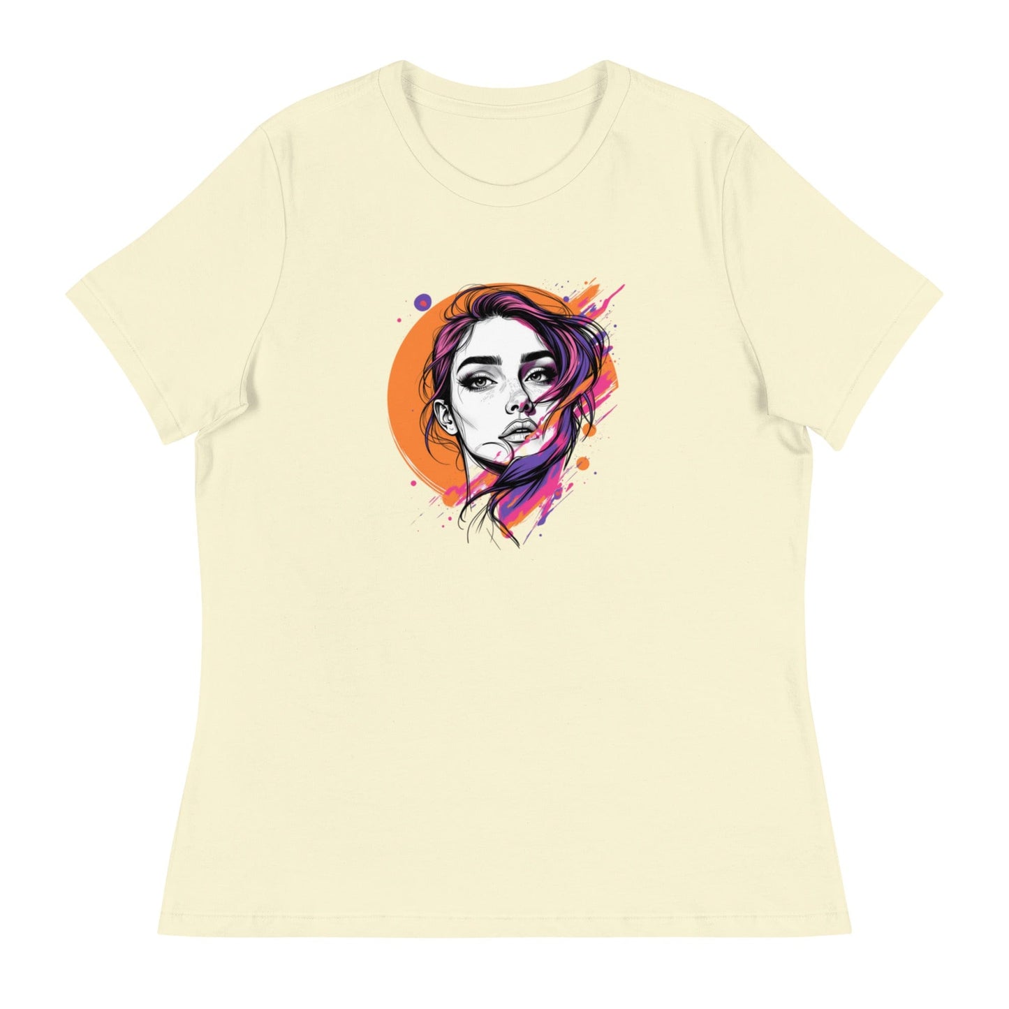 Color Splash – Artistic Women’s Face Illustration T-Shirt | ccanvas - Women's T-Shirts | Ccanvas