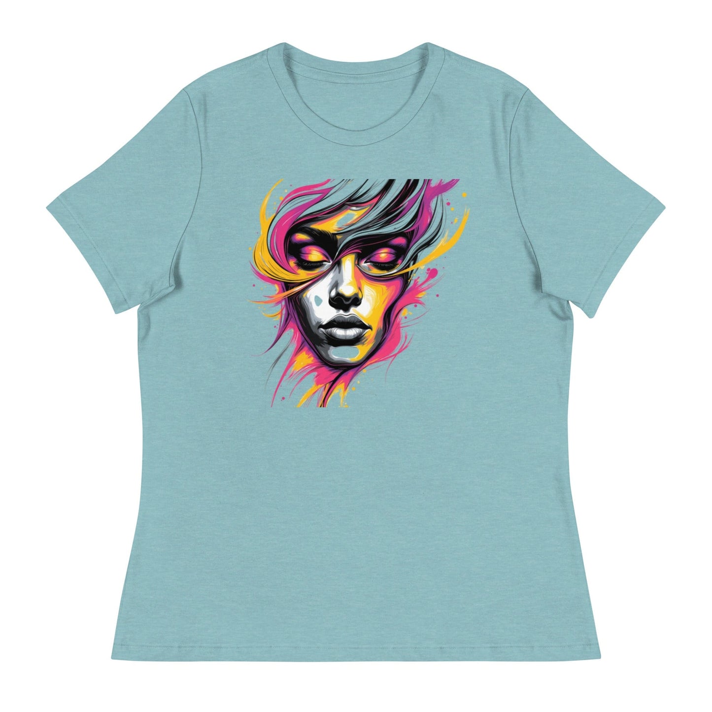 Pink Flame – Bold Face Art Women’s T-Shirt | ccanvas - Women's T-Shirts | Ccanvas