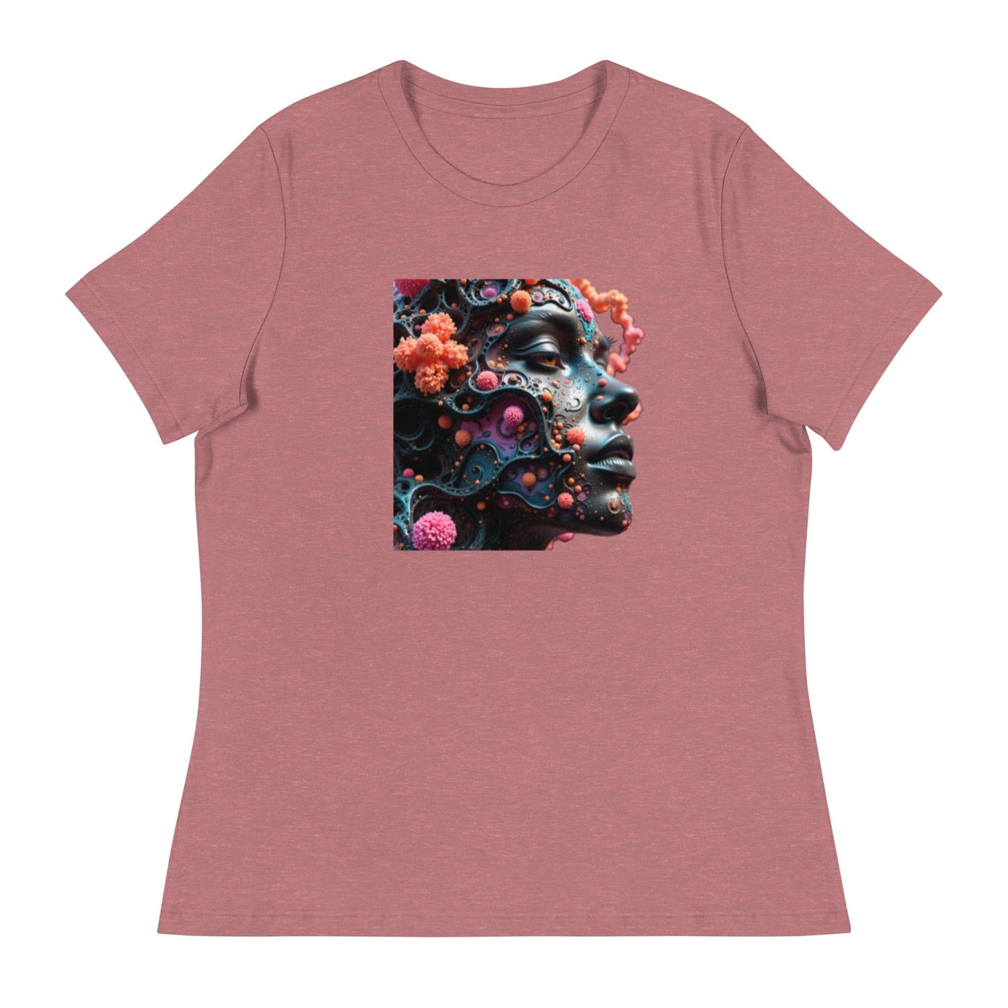 Cosmic Bloom – 3D Surreal Face Art T-Shirt for Women | ccanvas - Women's T-Shirts | Ccanvas