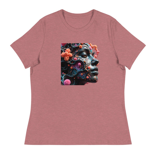 Cosmic Bloom – 3D Surreal Face Art T-Shirt for Women | ccanvas - Women's T-Shirts | Ccanvas