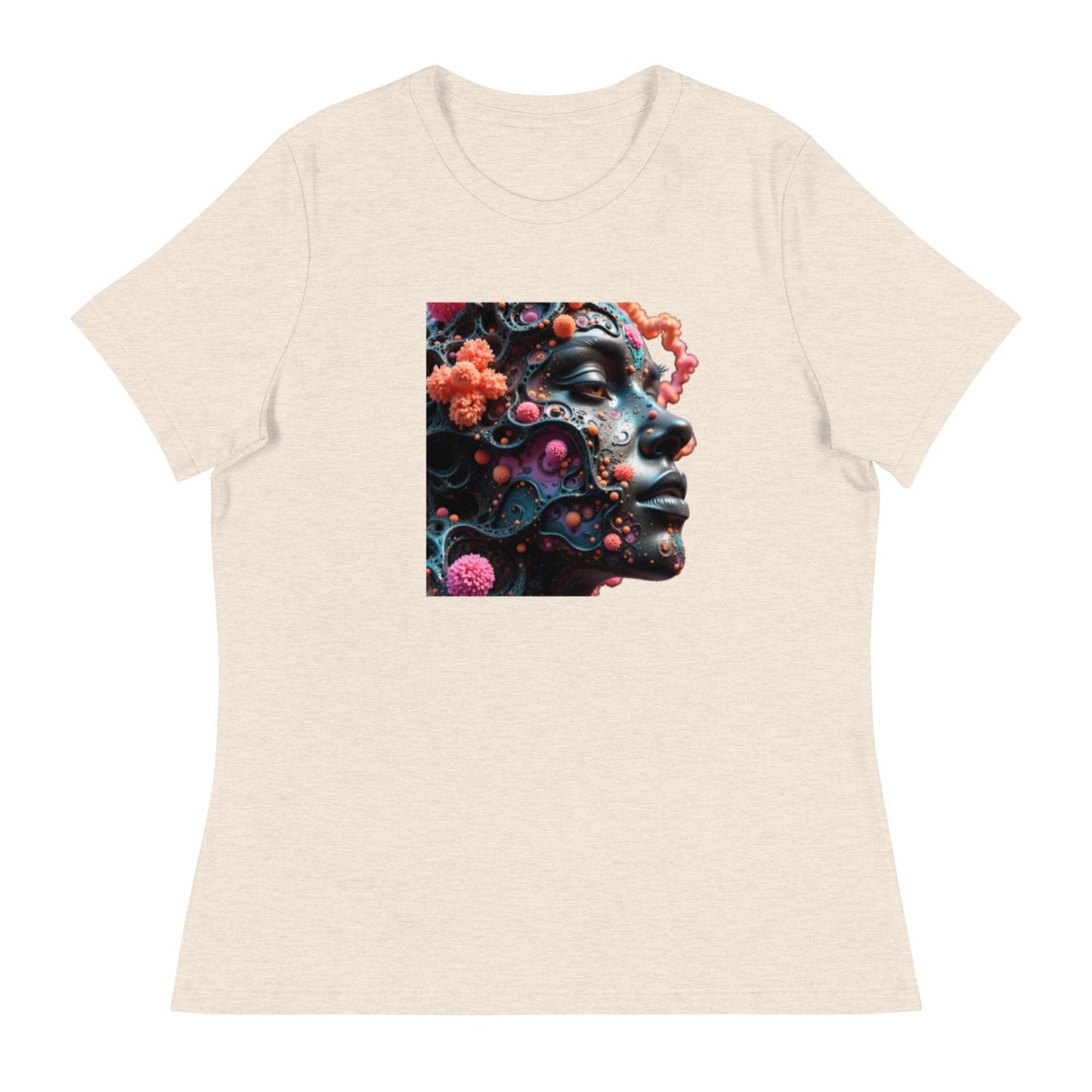 Cosmic Bloom – 3D Surreal Face Art T-Shirt for Women | ccanvas - Women's T-Shirts | Ccanvas