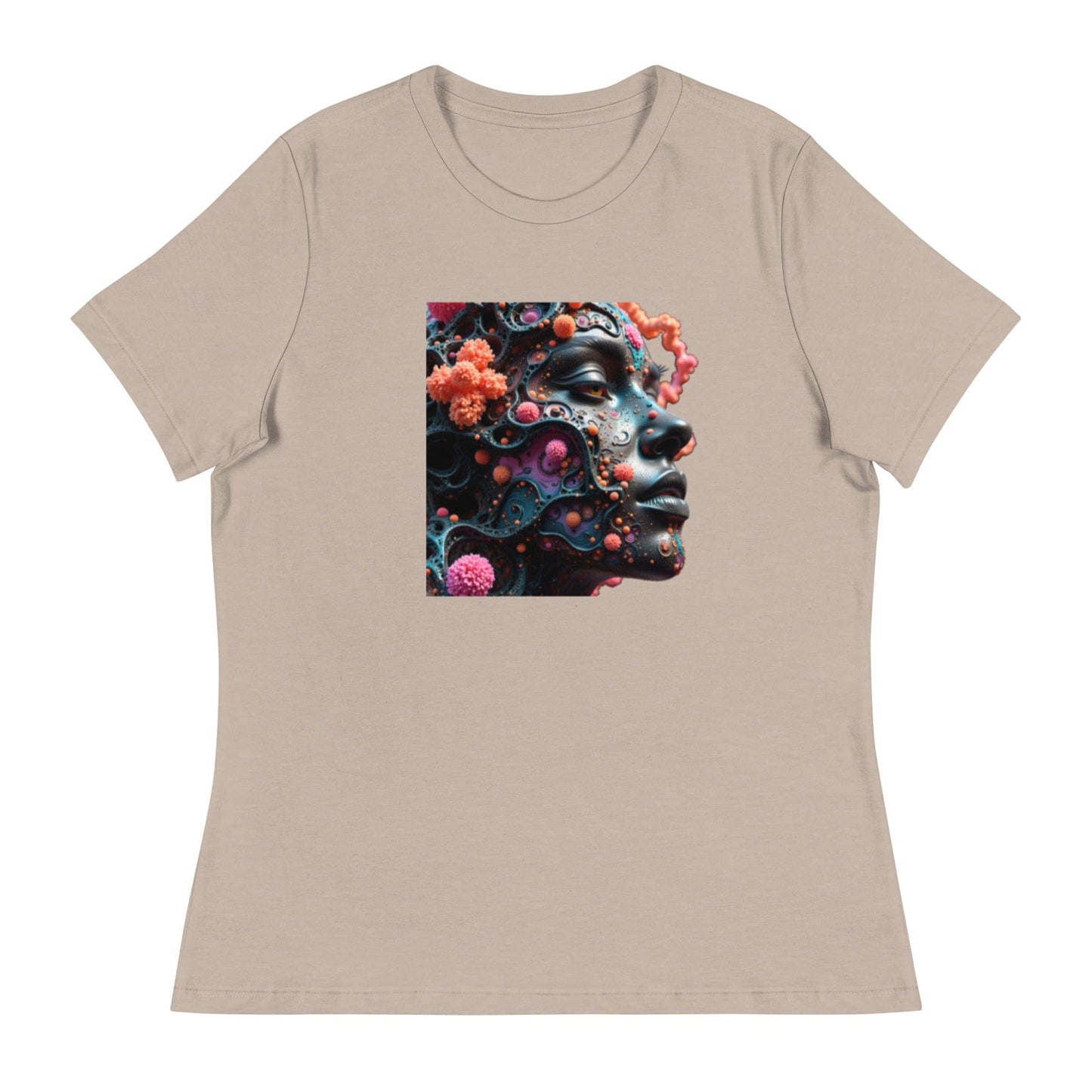 Cosmic Bloom – 3D Surreal Face Art T-Shirt for Women | ccanvas - Women's T-Shirts | Ccanvas