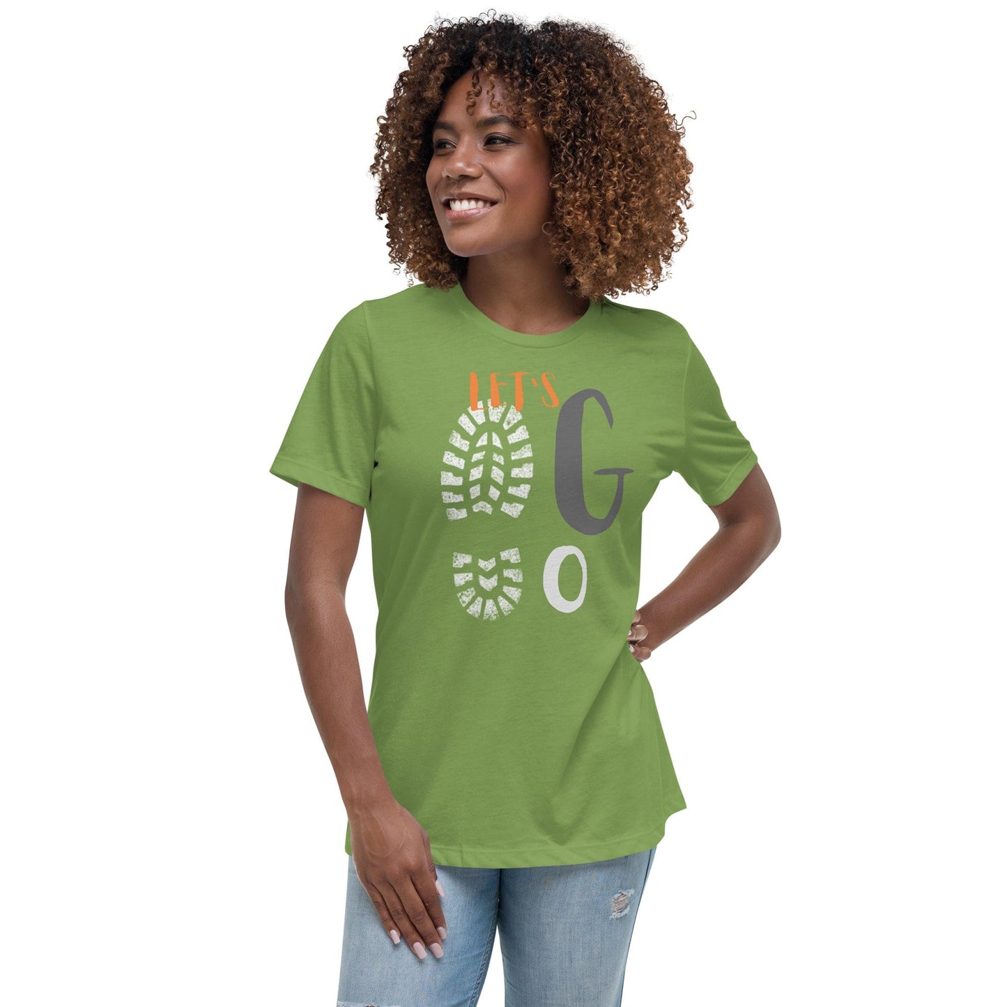 Let’s Go T-Shirt – Motivational Footprint Graphic Tee for Women | ccanvas - Women's T-Shirts | Ccanvas
