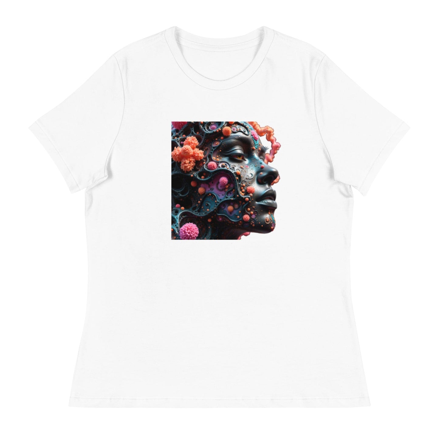 Cosmic Bloom – 3D Surreal Face Art T-Shirt for Women | ccanvas - Women's T-Shirts | Ccanvas