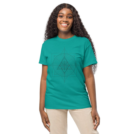 Sacred Geometry Triangle Grid – Women’s Spiritual Graphic Tee | ccanvas - Women’s T-Shirts | Ccanvas