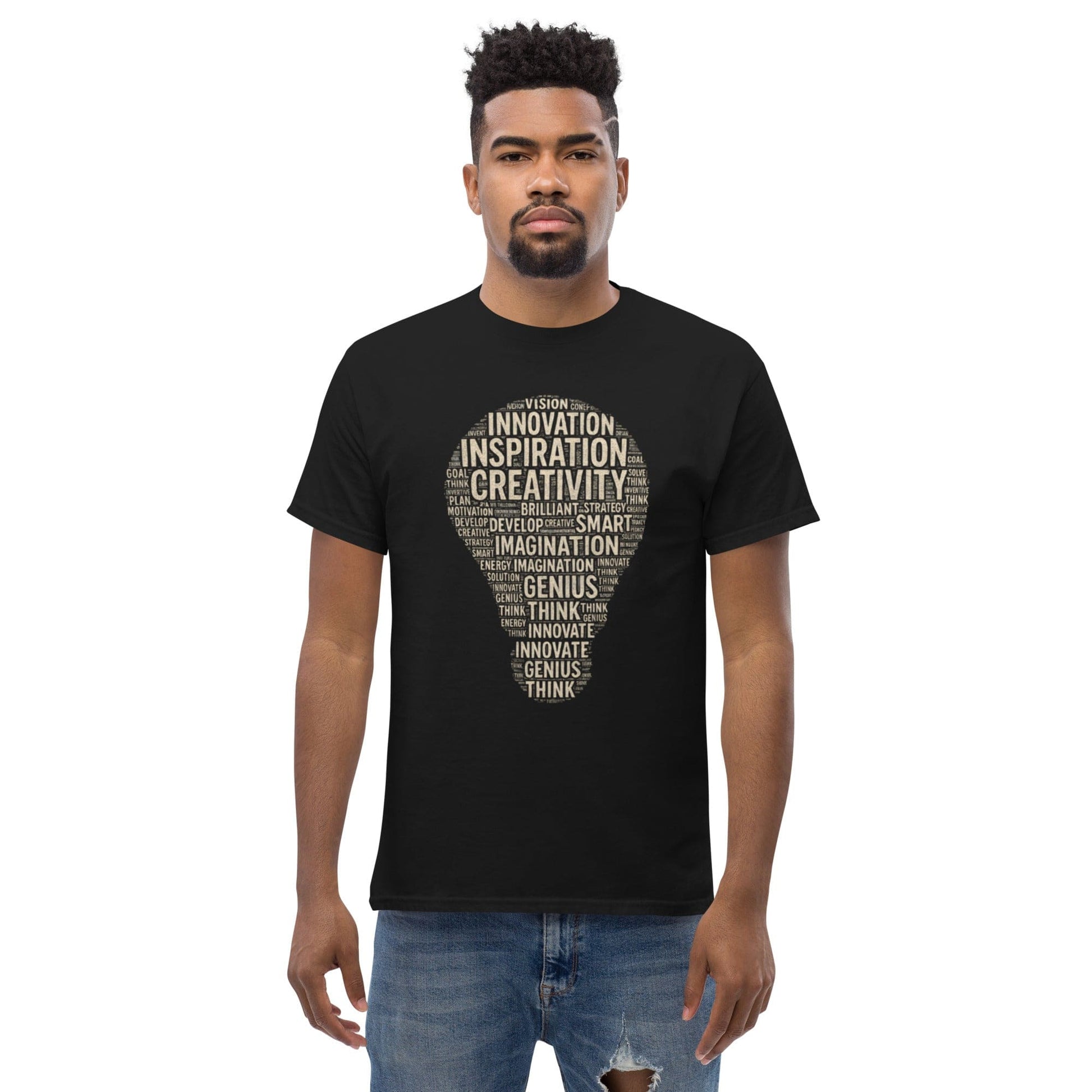 Lightbulb Word Cloud T-Shirt – Inspirational Typography Design for Creative Minds | ccanvas - T-Shirts | Ccanvas