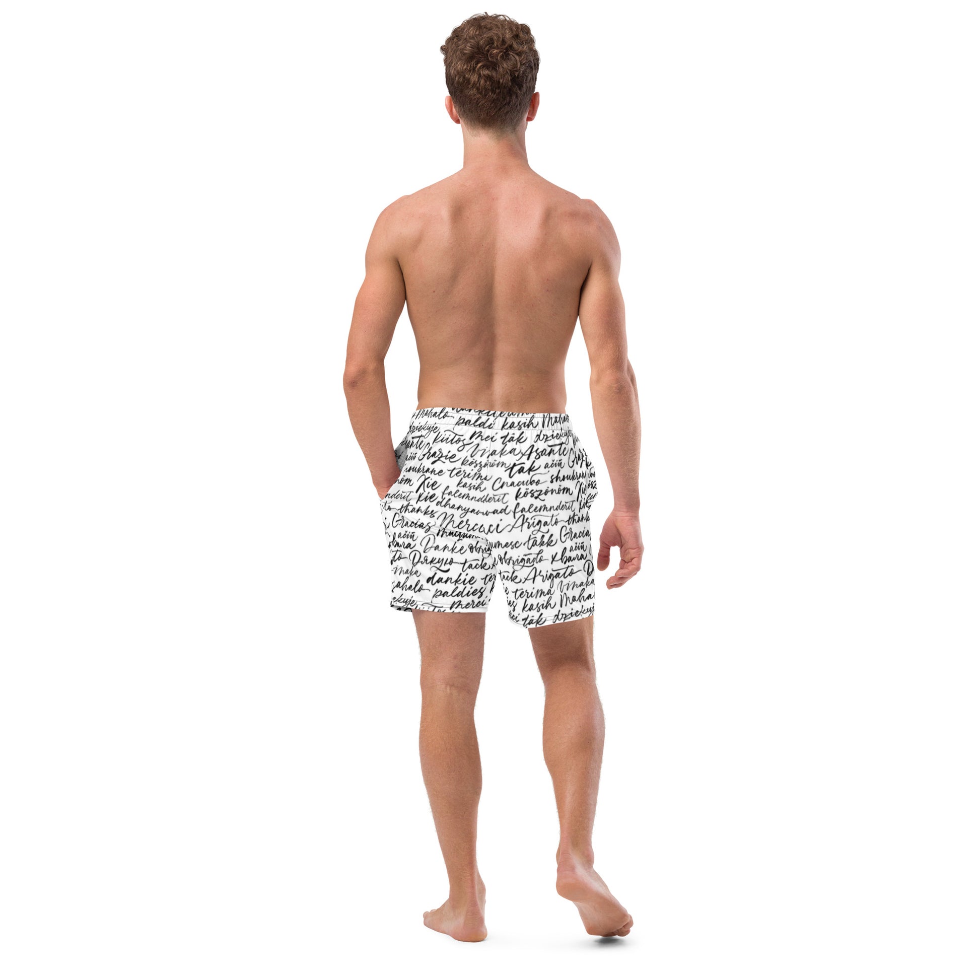 Rear view of men's Electric Pulse swim shorts highlighting the secure back pocket and reinforced athletic construction by CCANVAS.
