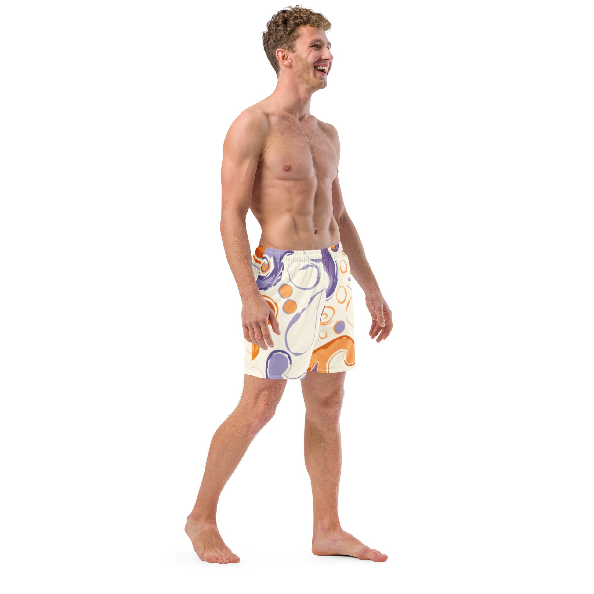 Side profile of men's Ethereal Flow swim shorts highlighting the premium quick-dry fabric and athletic cut by CCANVAS.
